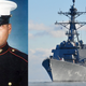 Right: USS Rafael Peralta (DDG 115) returns to Bath, Maine after going to sea for the first time. US Navy Photo. Left: Marine Corps Sgt. Rafael Peralta.